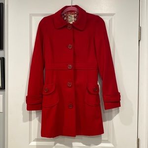 Tulle red wool coat